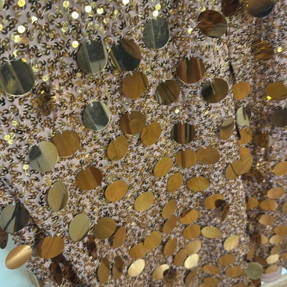 Mac Duggal style 94016 3D hanging disco Sequin copper Evening party Dress SZ 12 - Picture 6 of 12